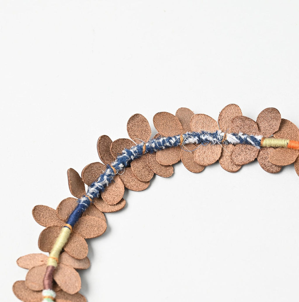 Layered Leather Flower Choker Detail