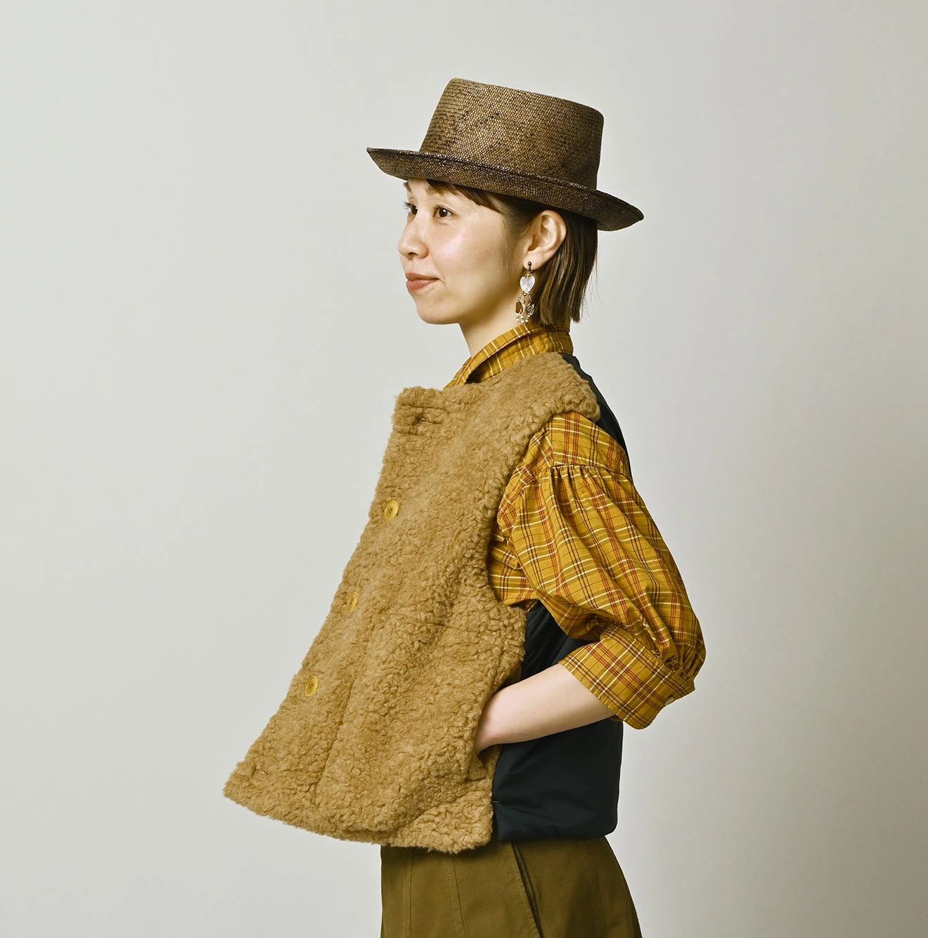 Wool Boa x Nylon Vest