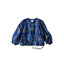 Chandelier Flower Print Puff Bridge Blouse Blue