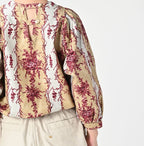 Chandelier Flower Print Puff Bridge Blouse Detail