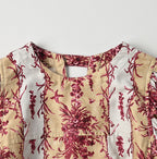 Chandelier Flower Print Puff Bridge Blouse Detail