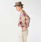 Chandelier Flower Print Puff Bridge Blouse Female Model