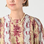 Chandelier Flower Print Puff Bridge Blouse Detail