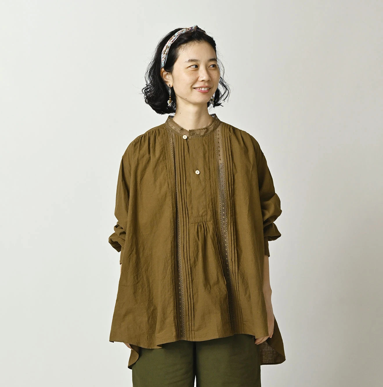 Indian Khadi Tuck x Lace Smock Blouse
