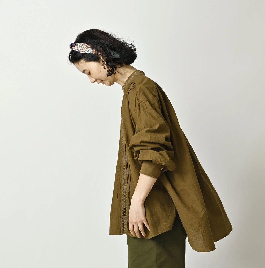 Indian Khadi Tuck x Lace Smock Blouse
