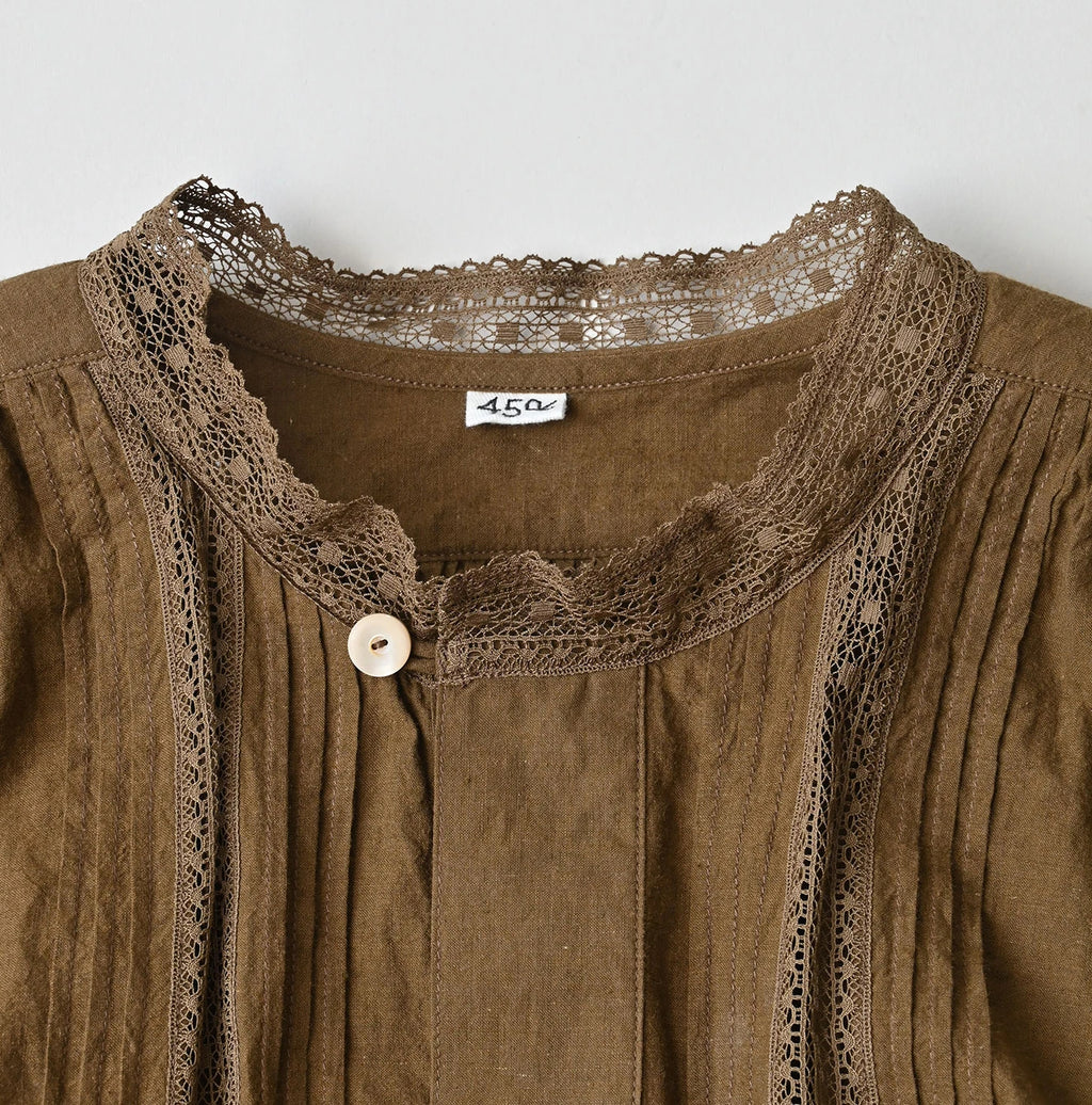 Indian Khadi Tuck x Lace Smock Blouse