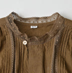 Indian Khadi Tuck x Lace Smock Blouse