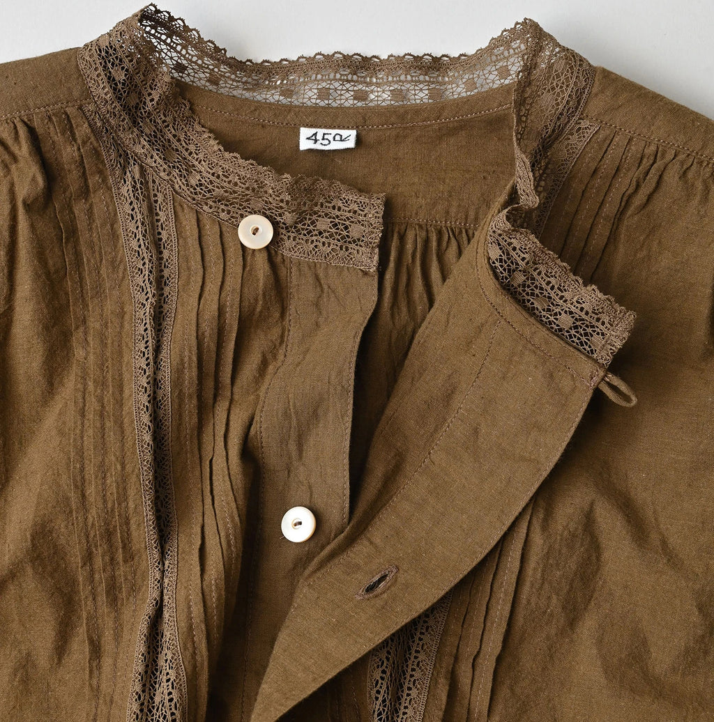 Indian Khadi Tuck x Lace Smock Blouse