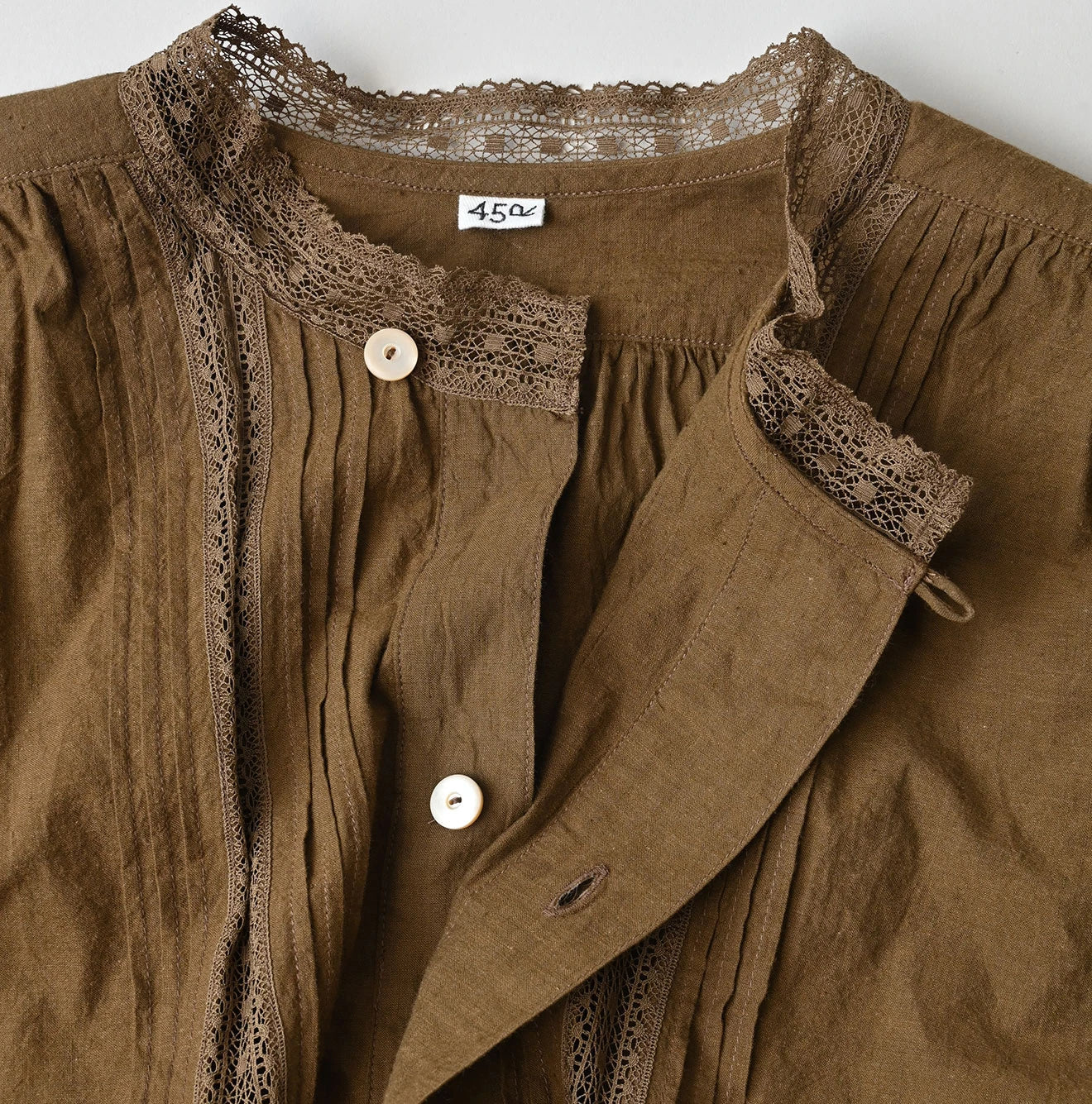 Indian Khadi Tuck x Lace Smock Blouse