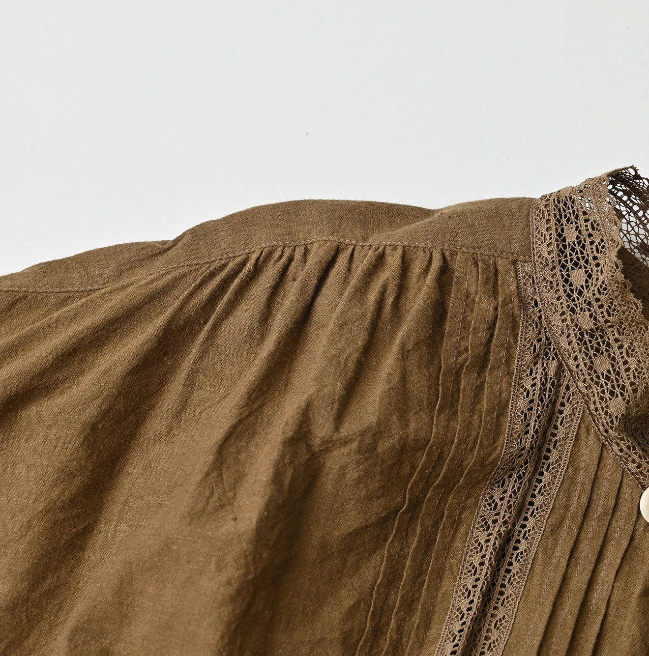 Indian Khadi Tuck x Lace Smock Blouse
