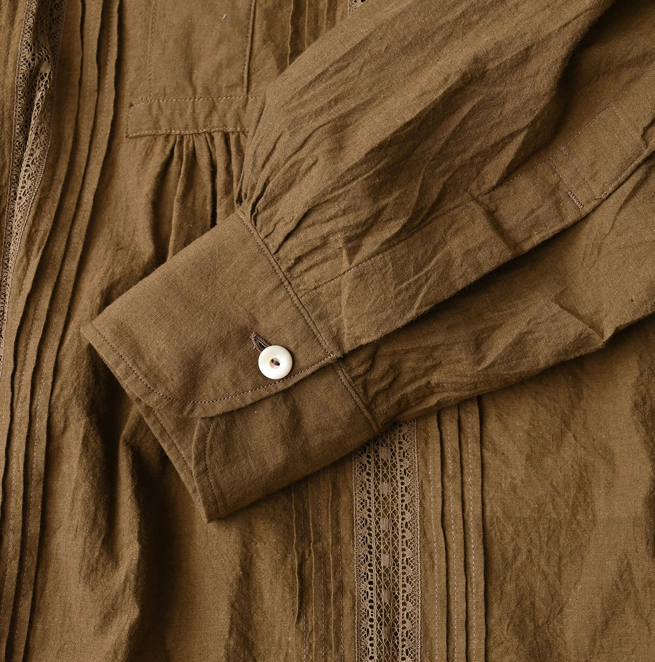 Indian Khadi Tuck x Lace Smock Blouse