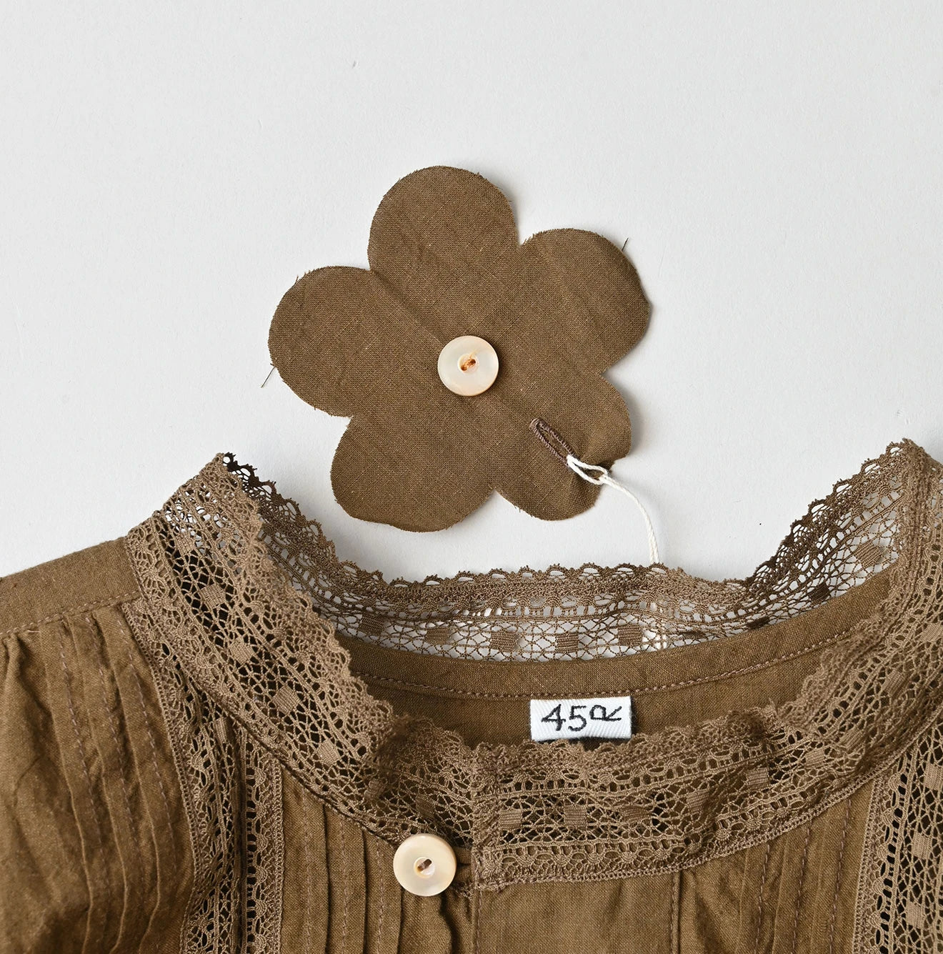 Indian Khadi Tuck x Lace Smock Blouse