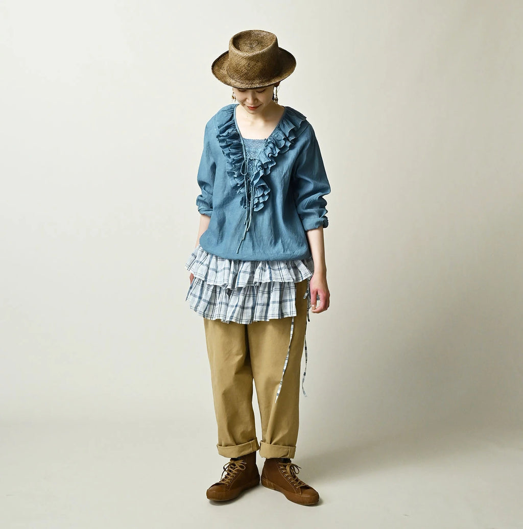 Ai Feather Khadi Silk Frill de T-shirt