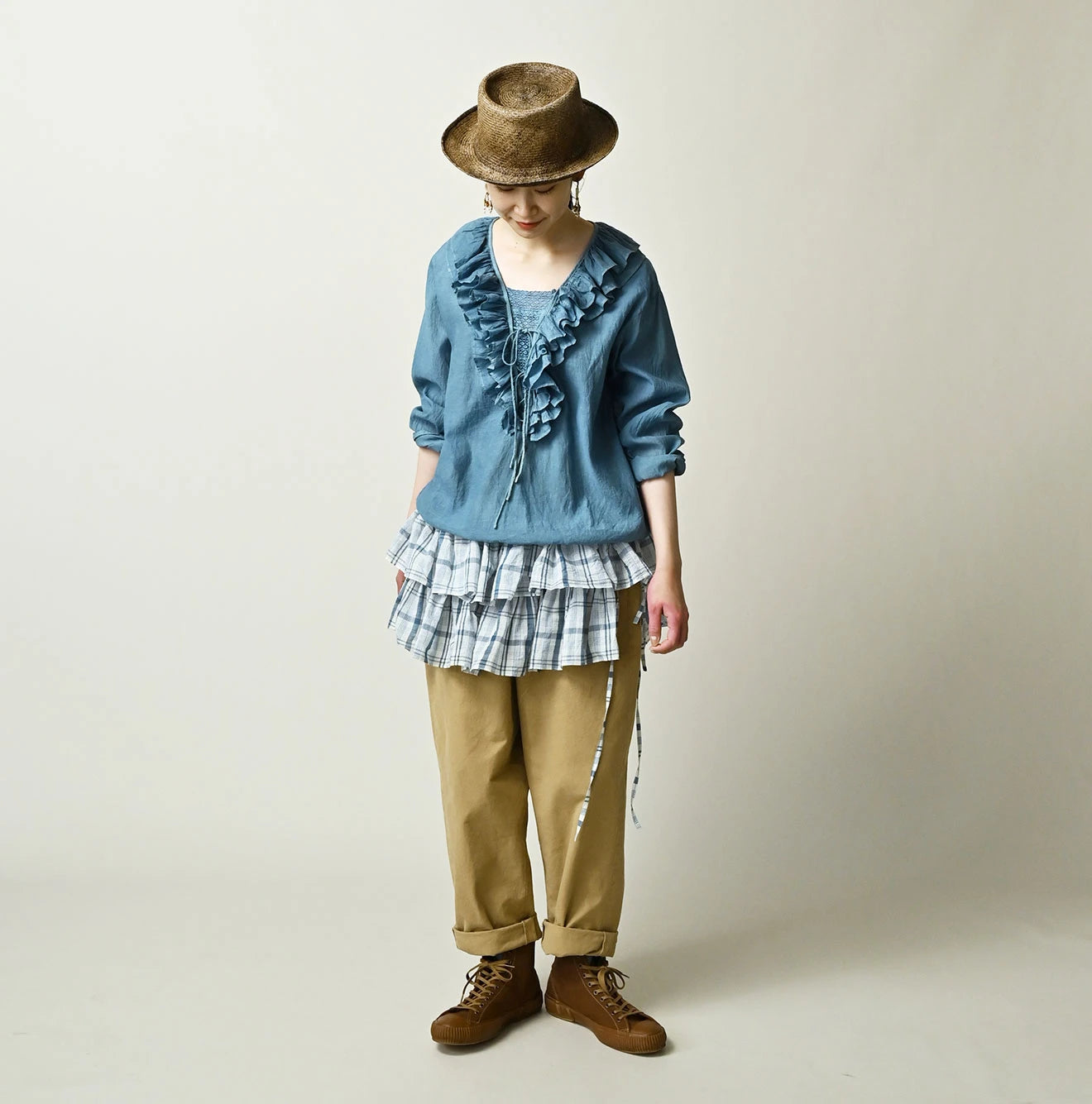 Ai Feather Khadi Silk Frill de T-shirt