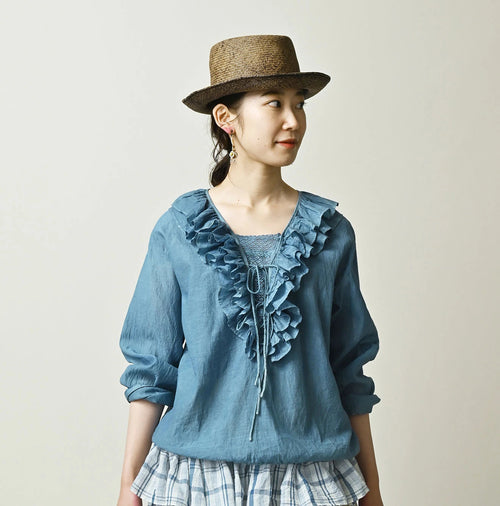 Ai Feather Khadi Silk Frill de T-shirt