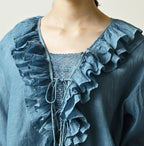 Ai Feather Khadi Silk Frill de T-shirt