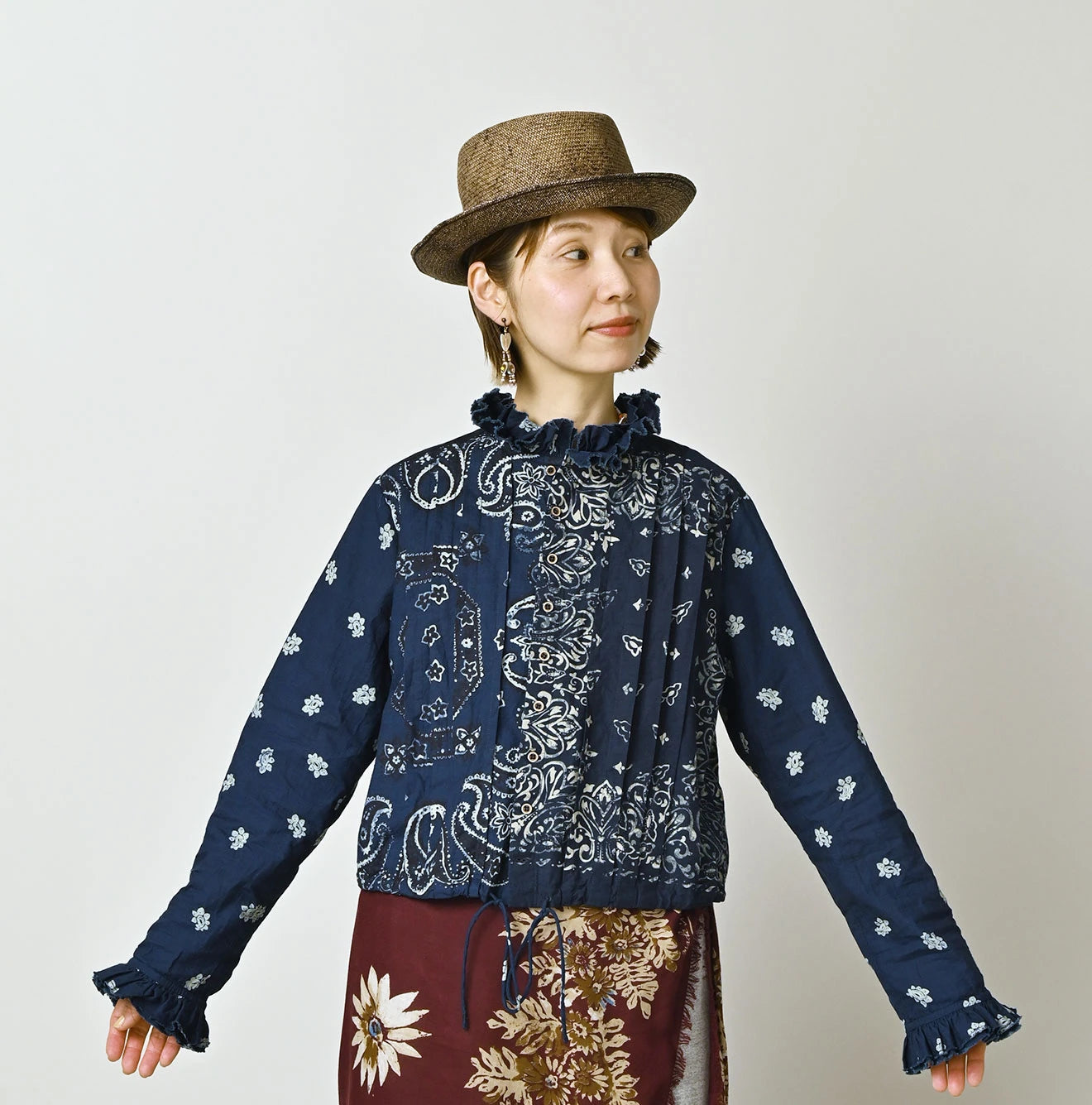 Indigo Hira Bandana Mix A la Mode Patchwork Tallulah Blouse