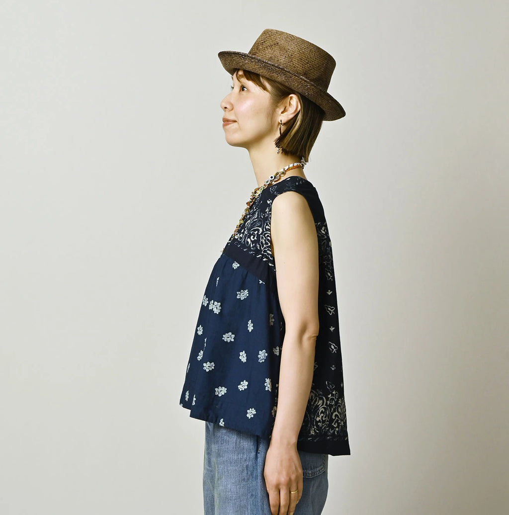 Indigo Hira Bandana Mix A la Mode Sleeveless Top
