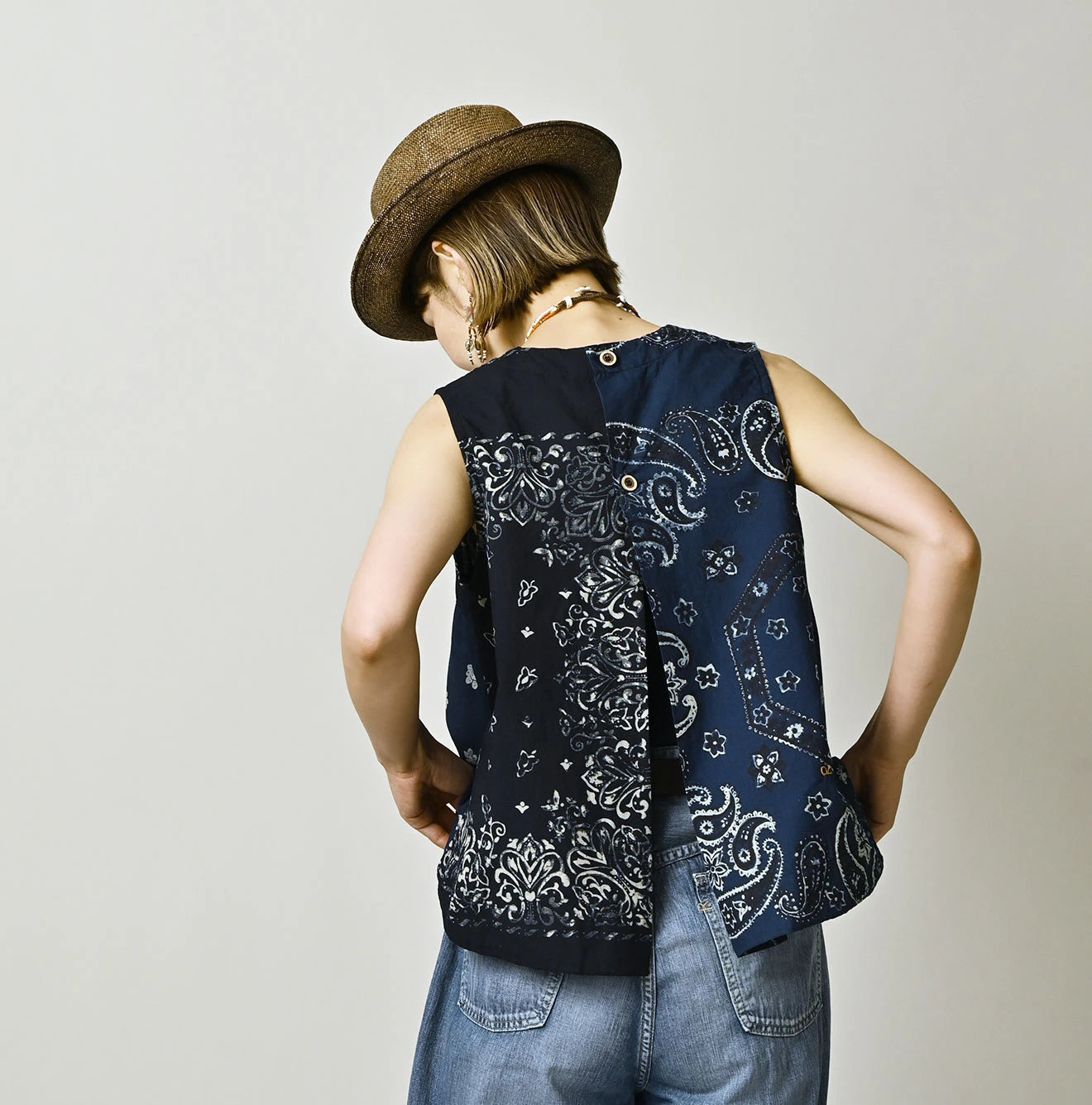 Indigo Hira Bandana Mix A la Mode Sleeveless Top