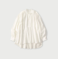 Indian Khadi Tuck x Lace Smock Blouse White