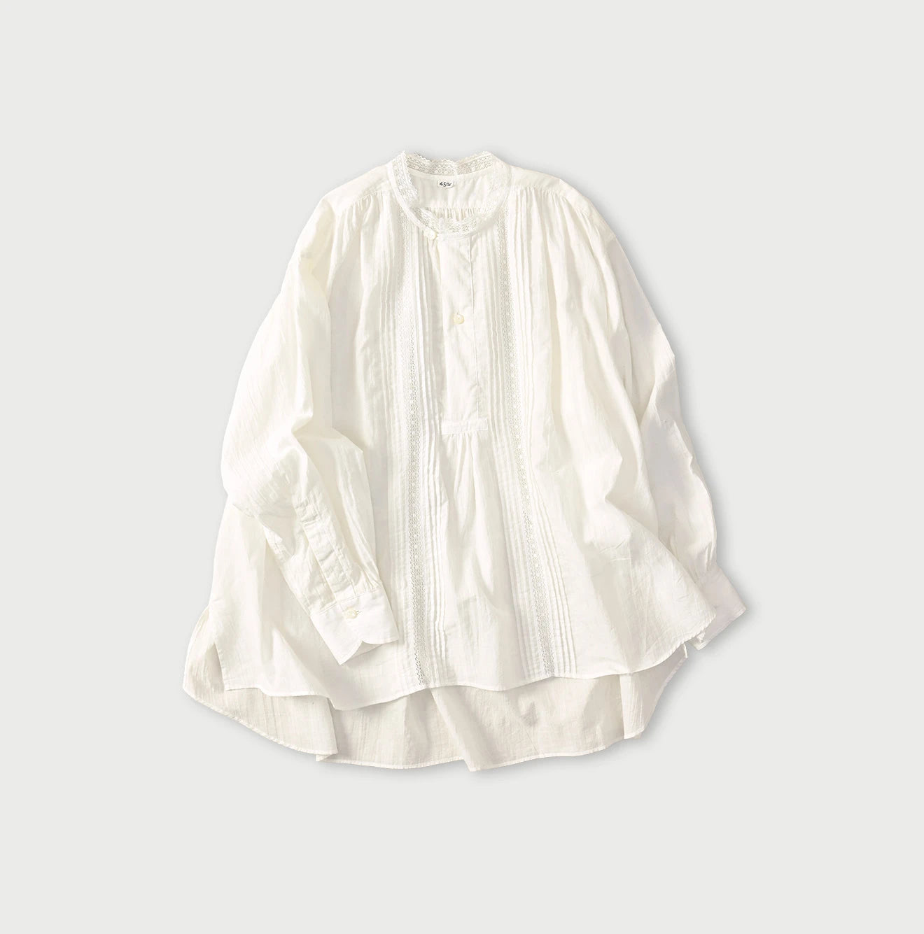 Indian Khadi Tuck x Lace Smock Blouse White