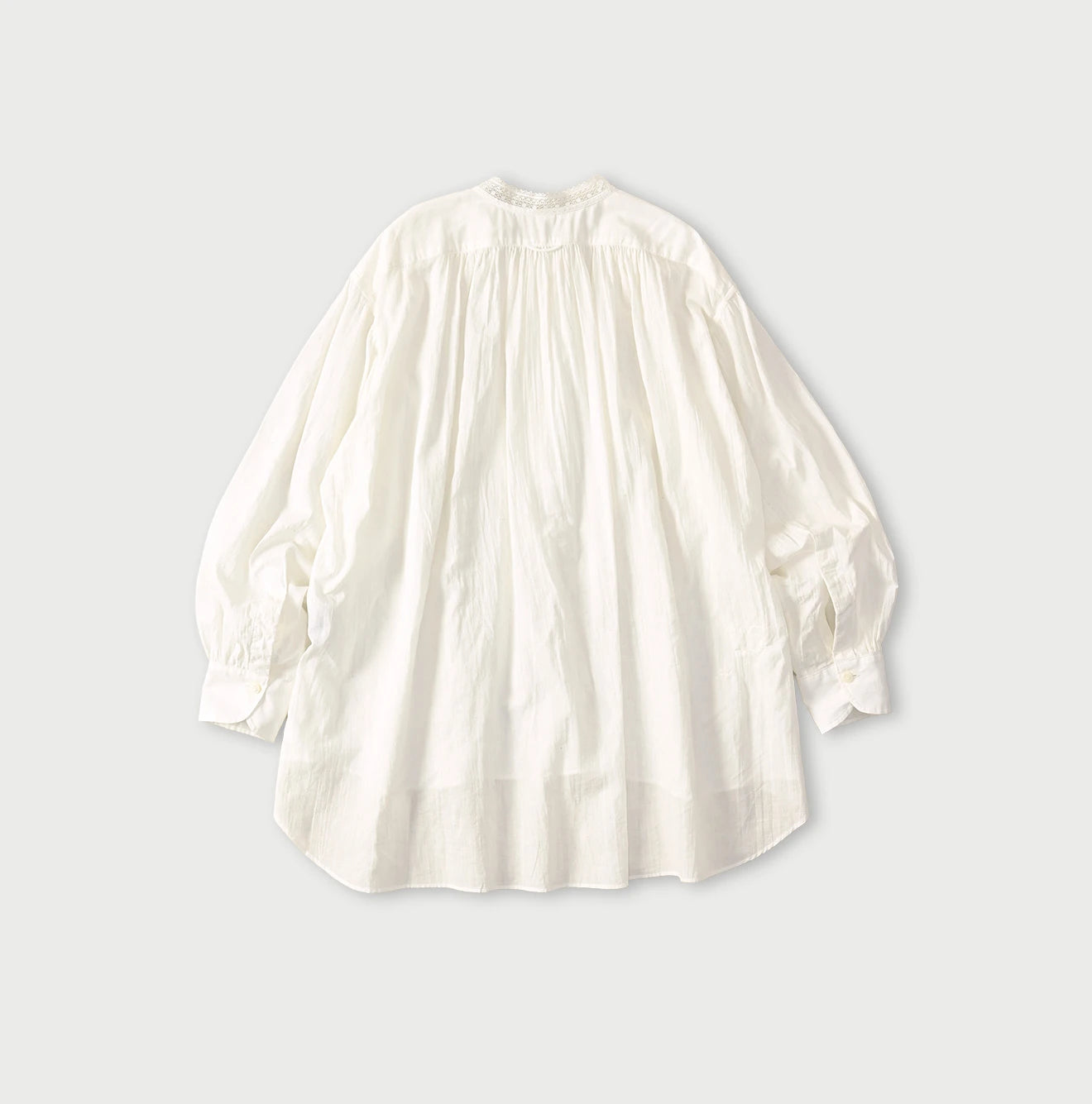 Indian Khadi Tuck x Lace Smock Blouse White