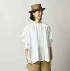 Indian Khadi Tuck x Lace Smock Blouse White