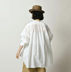 Indian Khadi Tuck x Lace Smock Blouse White