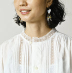 Indian Khadi Tuck x Lace Smock Blouse White