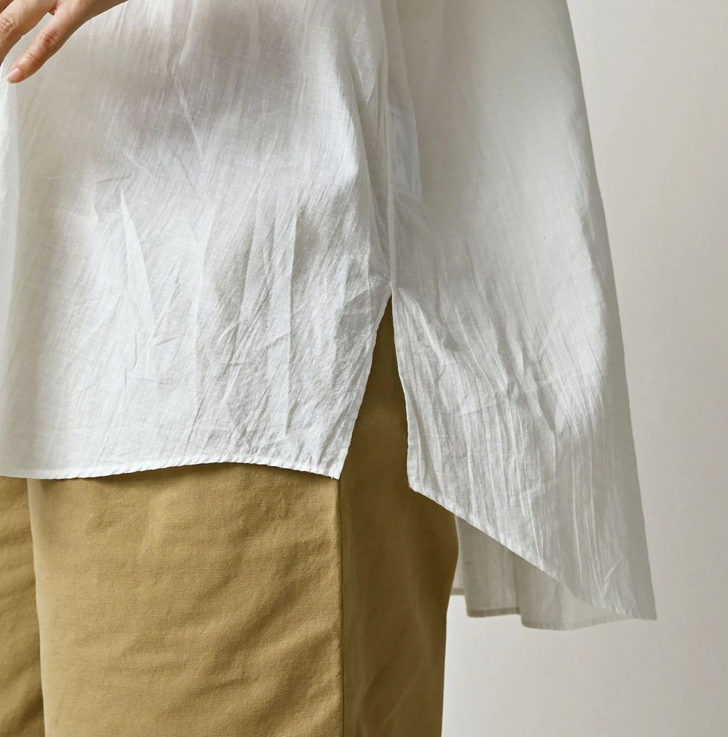 Indian Khadi Tuck x Lace Smock Blouse White