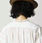 Indian Khadi Tuck x Lace Smock Blouse White