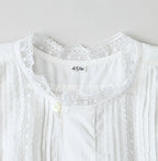 Indian Khadi Tuck x Lace Smock Blouse White