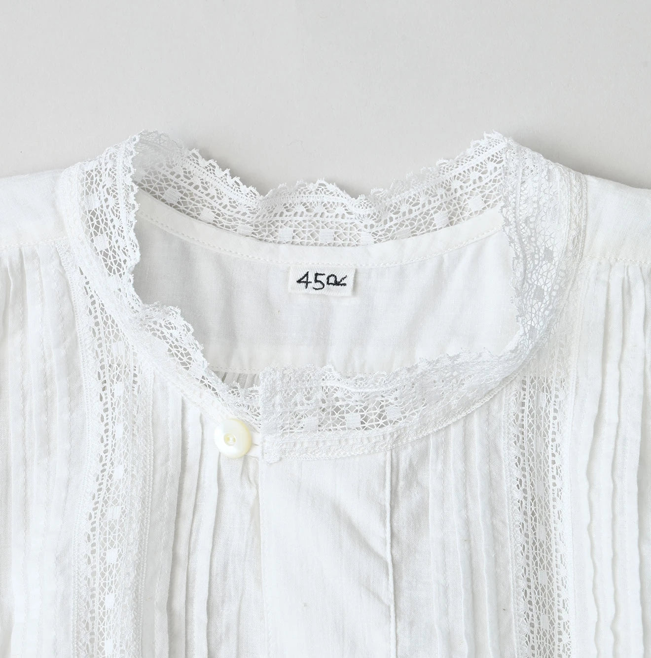 Indian Khadi Tuck x Lace Smock Blouse White