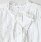 Indian Khadi Tuck x Lace Smock Blouse White