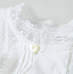 Indian Khadi Tuck x Lace Smock Blouse White