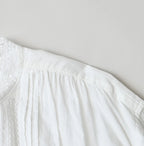 Indian Khadi Tuck x Lace Smock Blouse White