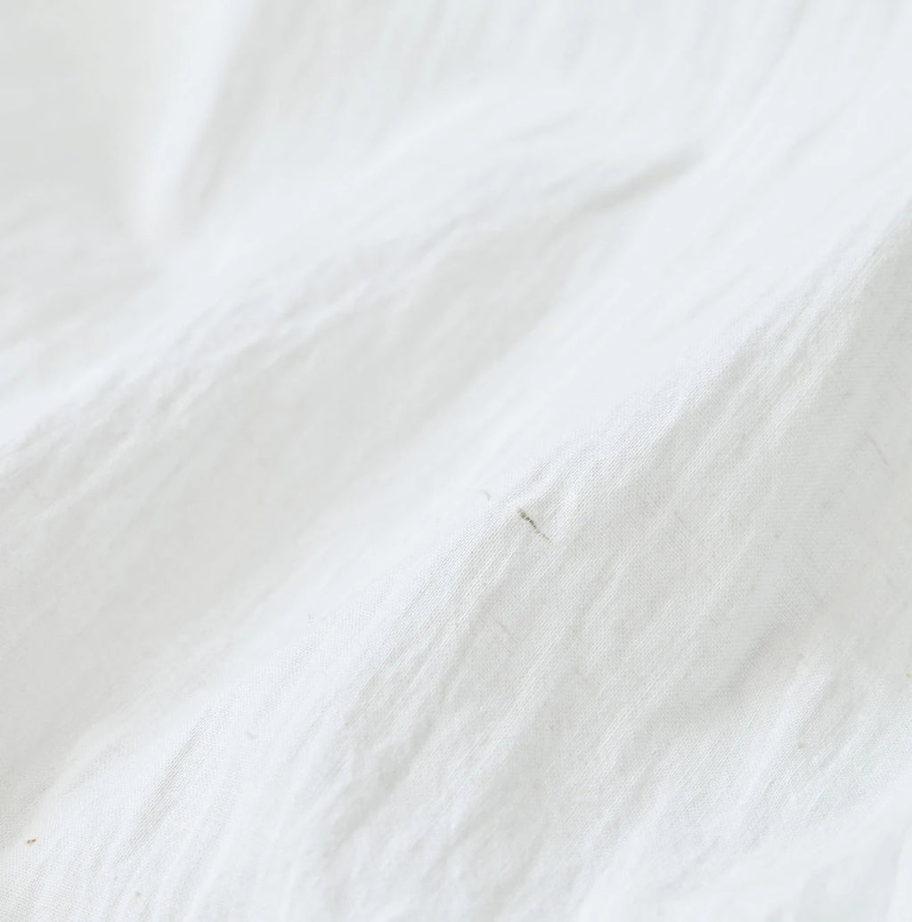 Indian Khadi Tuck x Lace Smock Blouse White