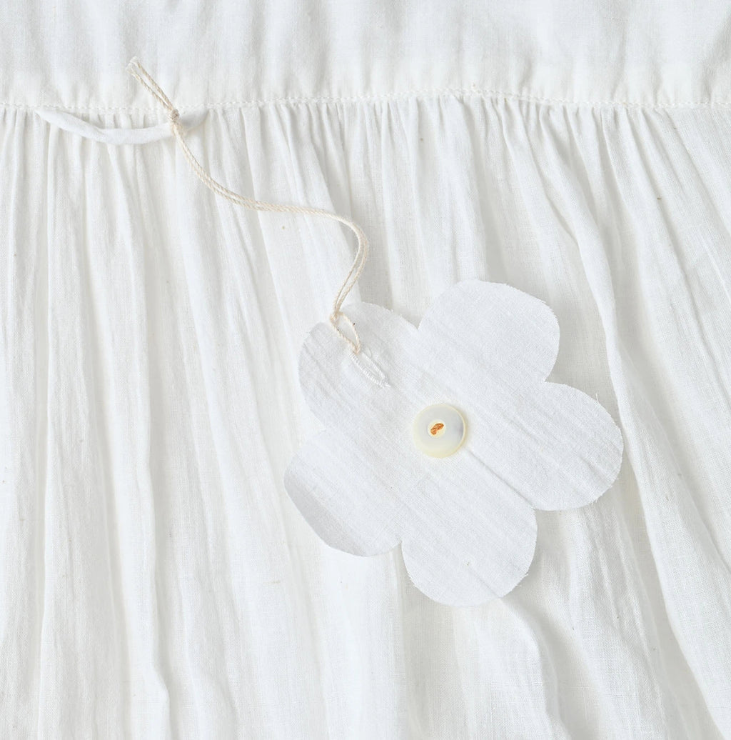 Indian Khadi Tuck x Lace Smock Blouse White