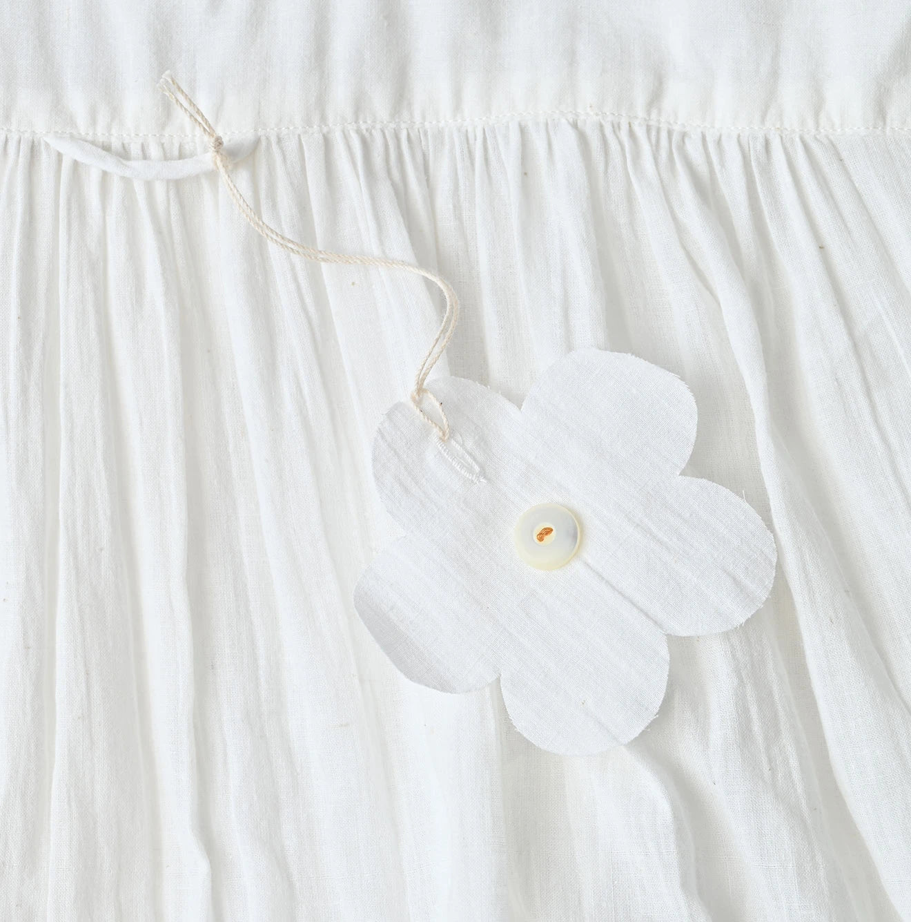 Indian Khadi Tuck x Lace Smock Blouse White