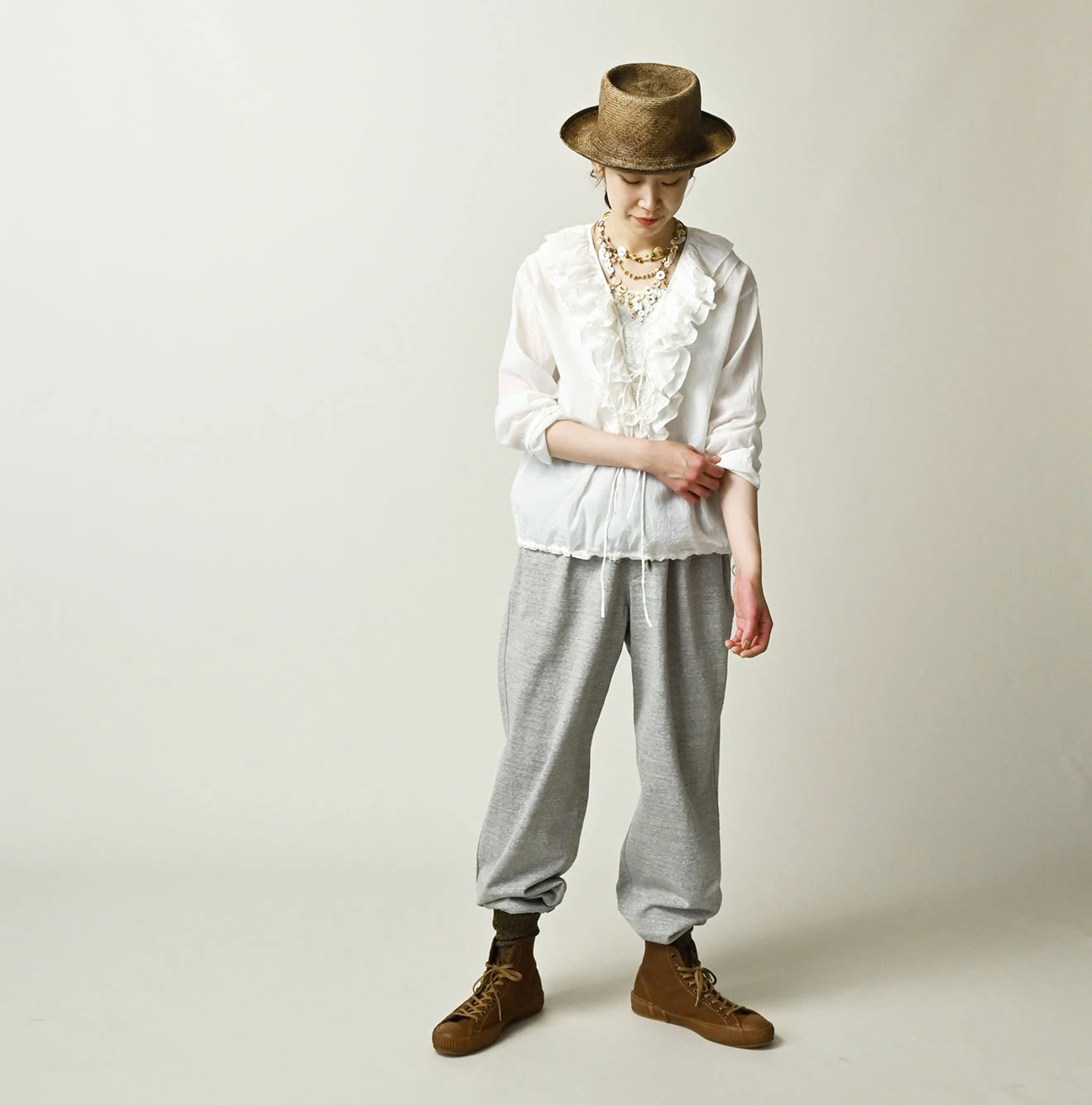 Feather Khadi Silk Frill de T-shirt