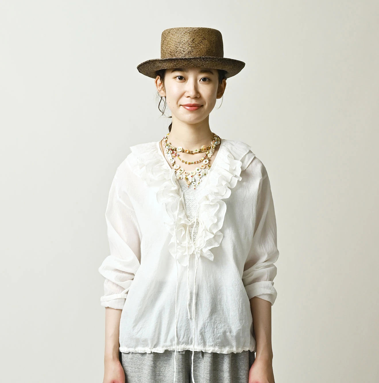 Feather Khadi Silk Frill de T-shirt