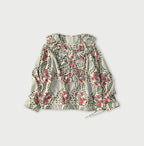Indian Khadi Saffron Block Print Frill de T-shirt