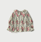 Indian Khadi Saffron Block Print Frill de T-shirt