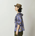 Indian Khadi Saffron Block Print Frill de T-shirt