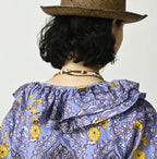 Indian Khadi Saffron Block Print Frill de T-shirt