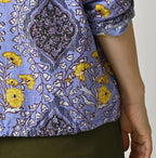Indian Khadi Saffron Block Print Frill de T-shirt