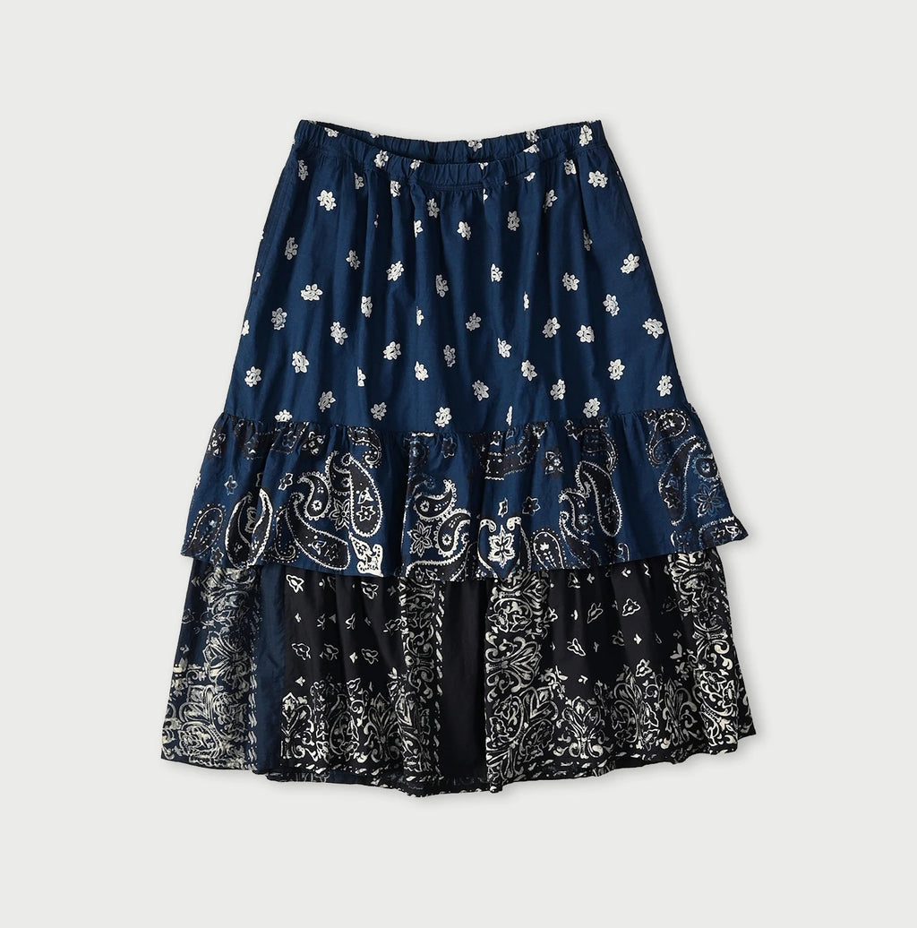 Indigo Hira Bandana Mix A la Mode Tiered Frill Petit Skirt