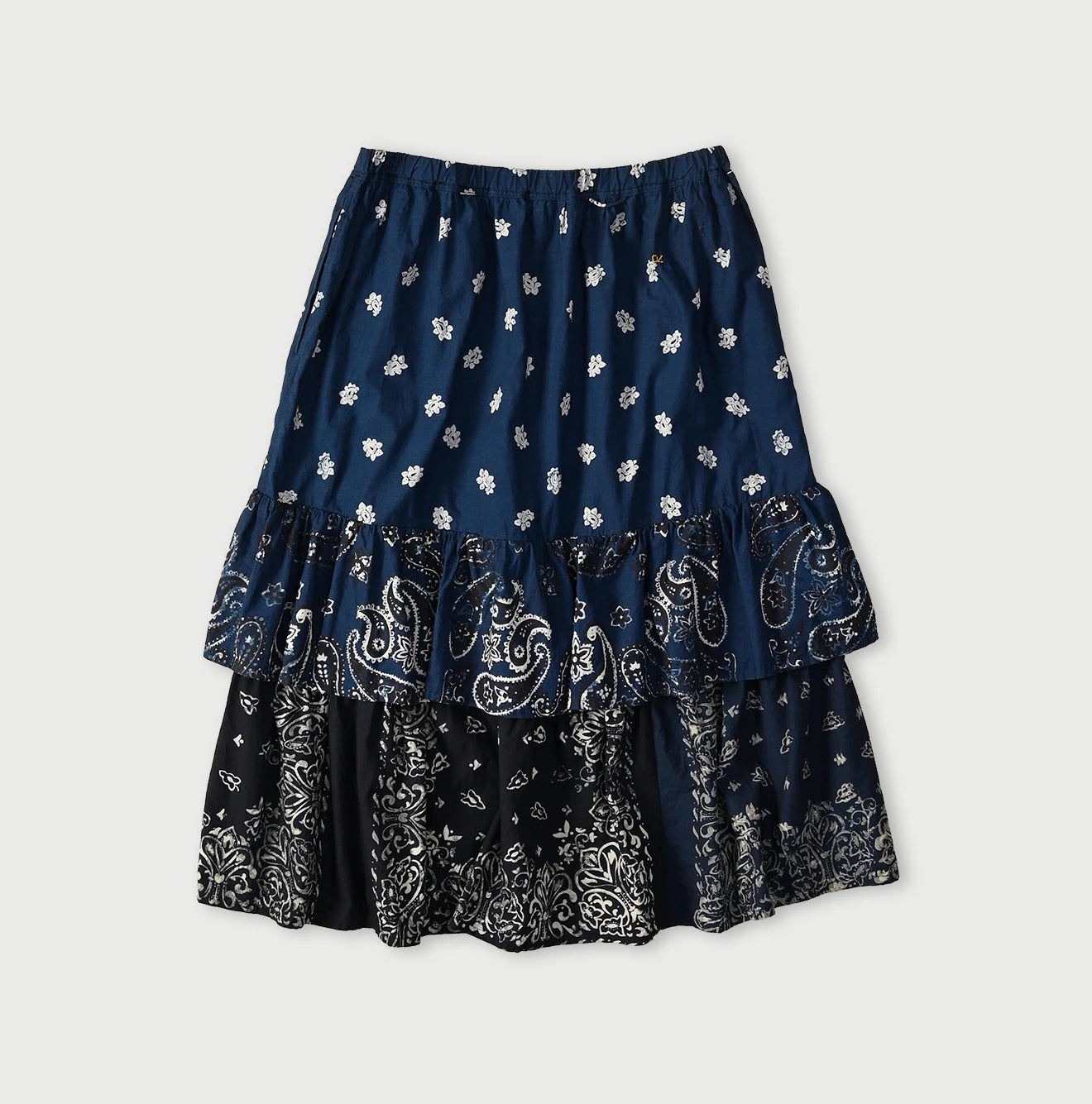 Indigo Hira Bandana Mix A la Mode Tiered Frill Petit Skirt