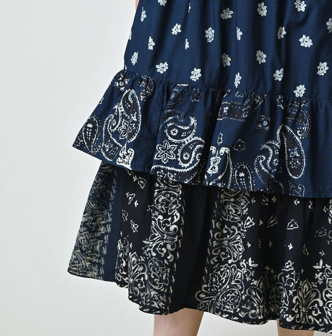 Indigo Hira Bandana Mix A la Mode Tiered Frill Petit Skirt
