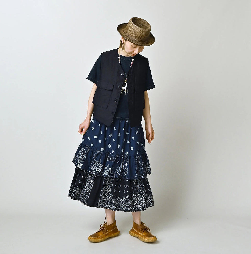 Indigo Hira Bandana Mix A la Mode Tiered Frill Petit Skirt